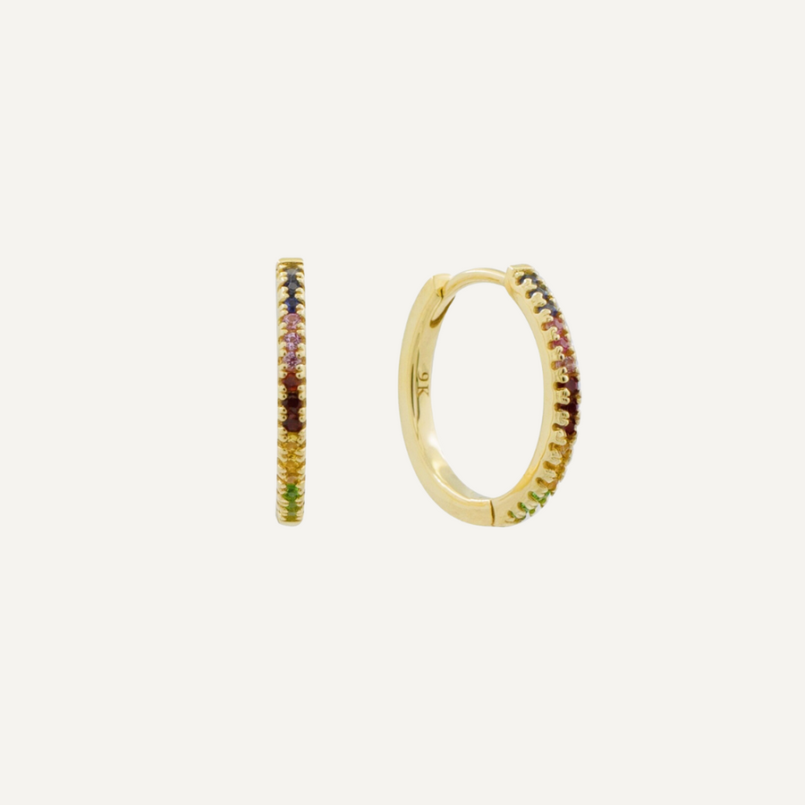 Rainbow Sapphire Huggie Hoop Large  - Single