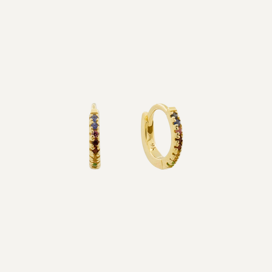 Rainbow Sapphire Huggie Hoop Small  - Single