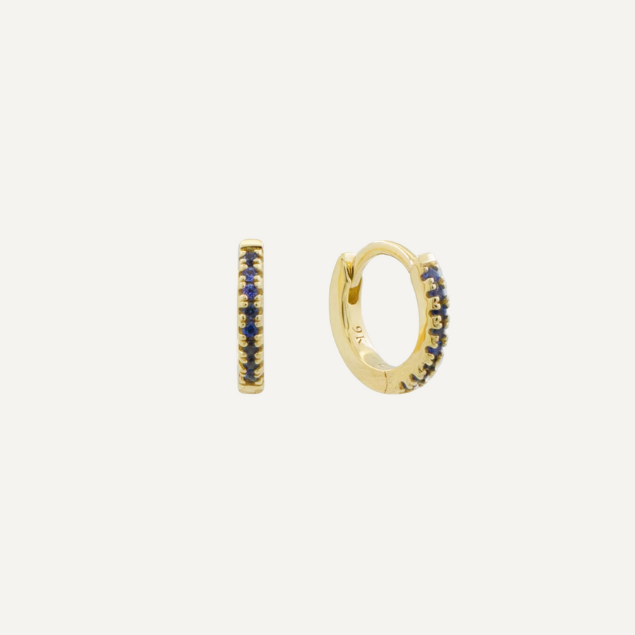 Blue Sapphire Huggie Hoop Small  - Single
