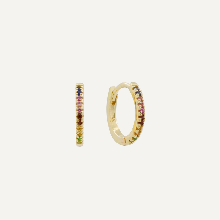 Rainbow Sapphire Huggie Hoop Medium  - Single