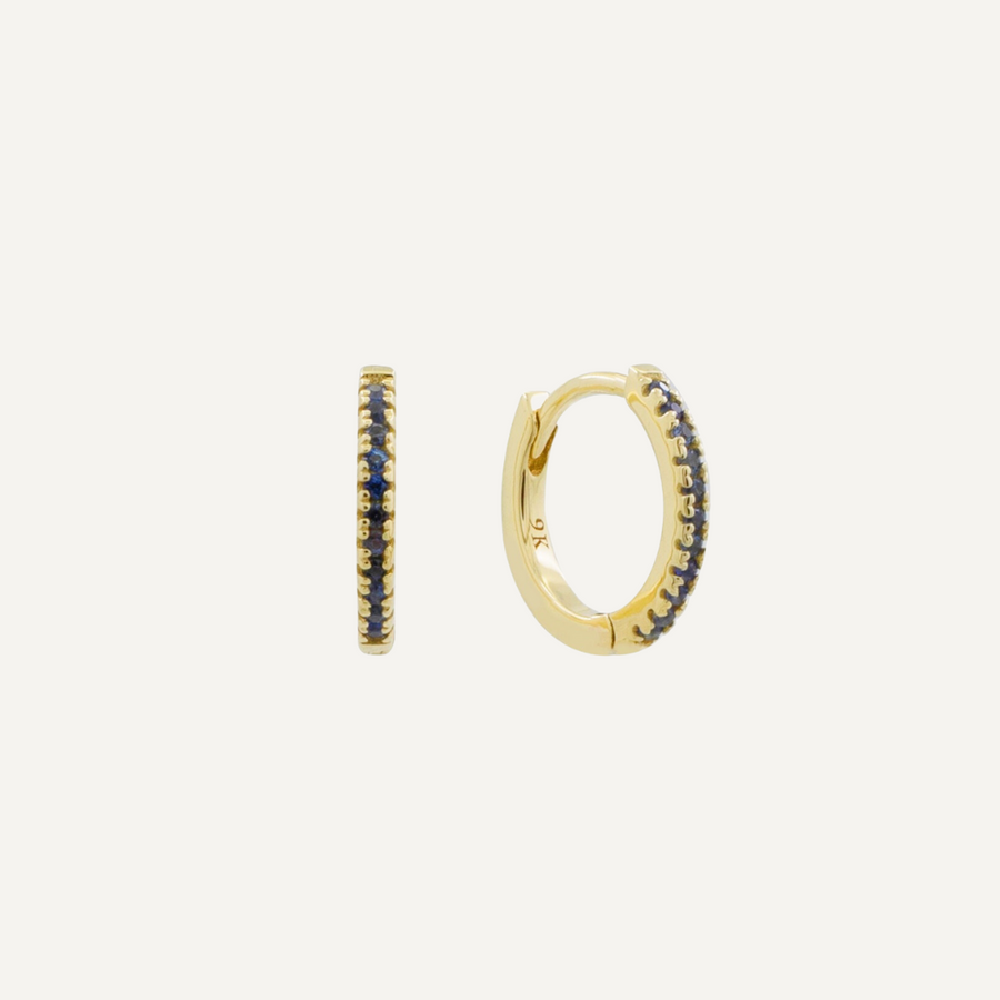 Blue Sapphire Huggie Hoop Medium  - Single